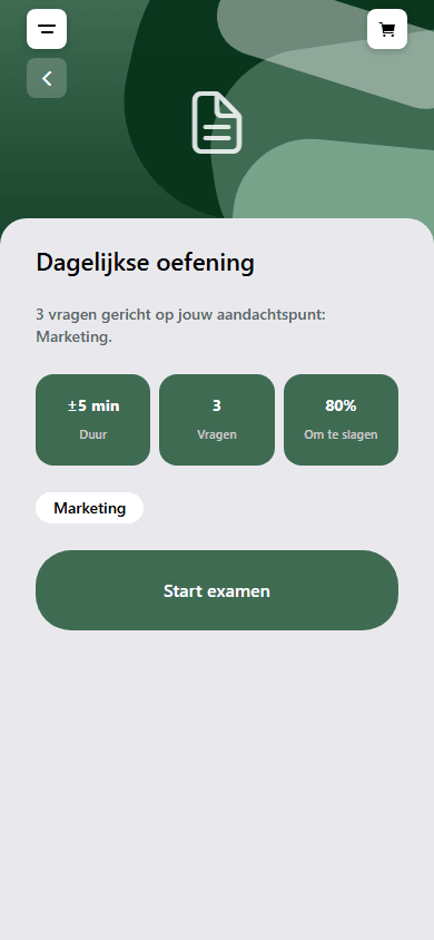 Screenshot van de dagelijkse oefening in de ExamenHub app